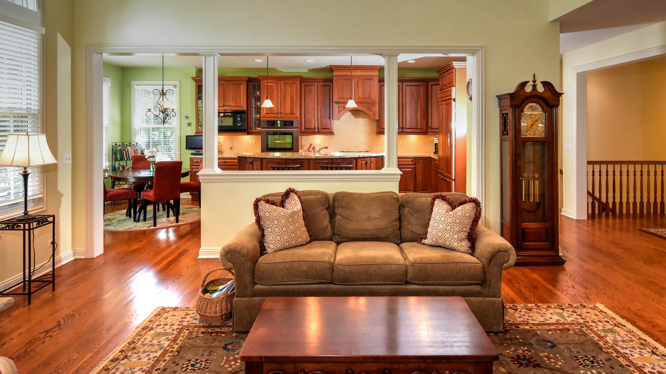 kitchen and family room