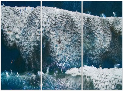 Montauk , NY Handmade Silvertone (18.5x42 in.)x3, limited edition of 7 (29x66 in.)x3, limited edition of 7 SURFING I IN 3