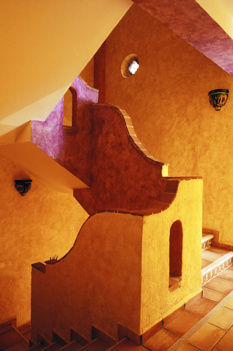 Mexico,Playa del Carmen,stairwell in hotel painted in warm colors 11-playa_del_carmen_mexico_345bb