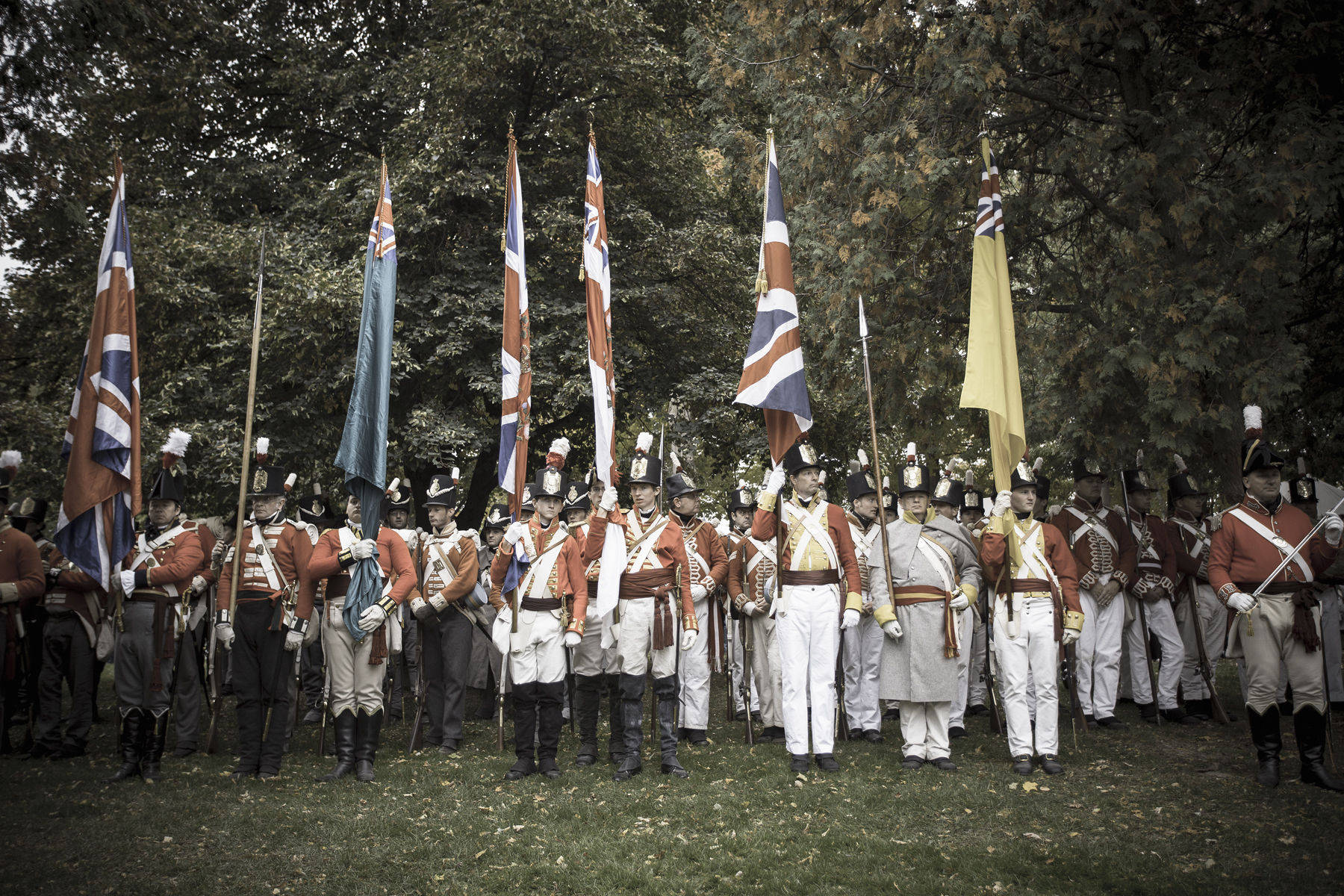 Canada,Ontario,Queenston, War of 1812 re-enactment, British soldiers on parade. War of 1812, Battle of  Queenston Heights re-enactment