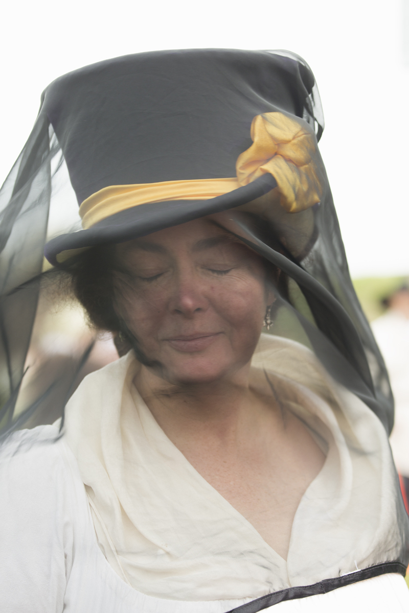 Canada,Ontario,Niagara-on-the-Lake, Fort George National Historic Site,War of 1812 re-enactment,woman dressed in mourning outfit War of 1812 re-enactment,woman dressed in mourning outfit