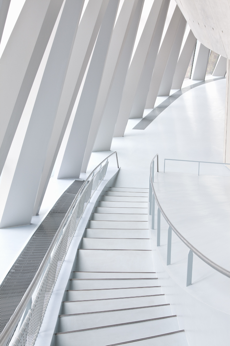 Germany,Stuttgart, Mercedes-Benz Museum, graphic staircase. Alamy # BY20DR graphic staircase