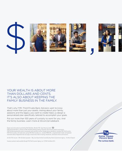 Client: Fifth Third BankPhotographer: Andy Reynolds Agency: Leo Burnett Producer: Melanie TrombleyWardrobe Stylist: Heather Brooks Client: Fifth Third Bank; Photographer: Andy Reynolds