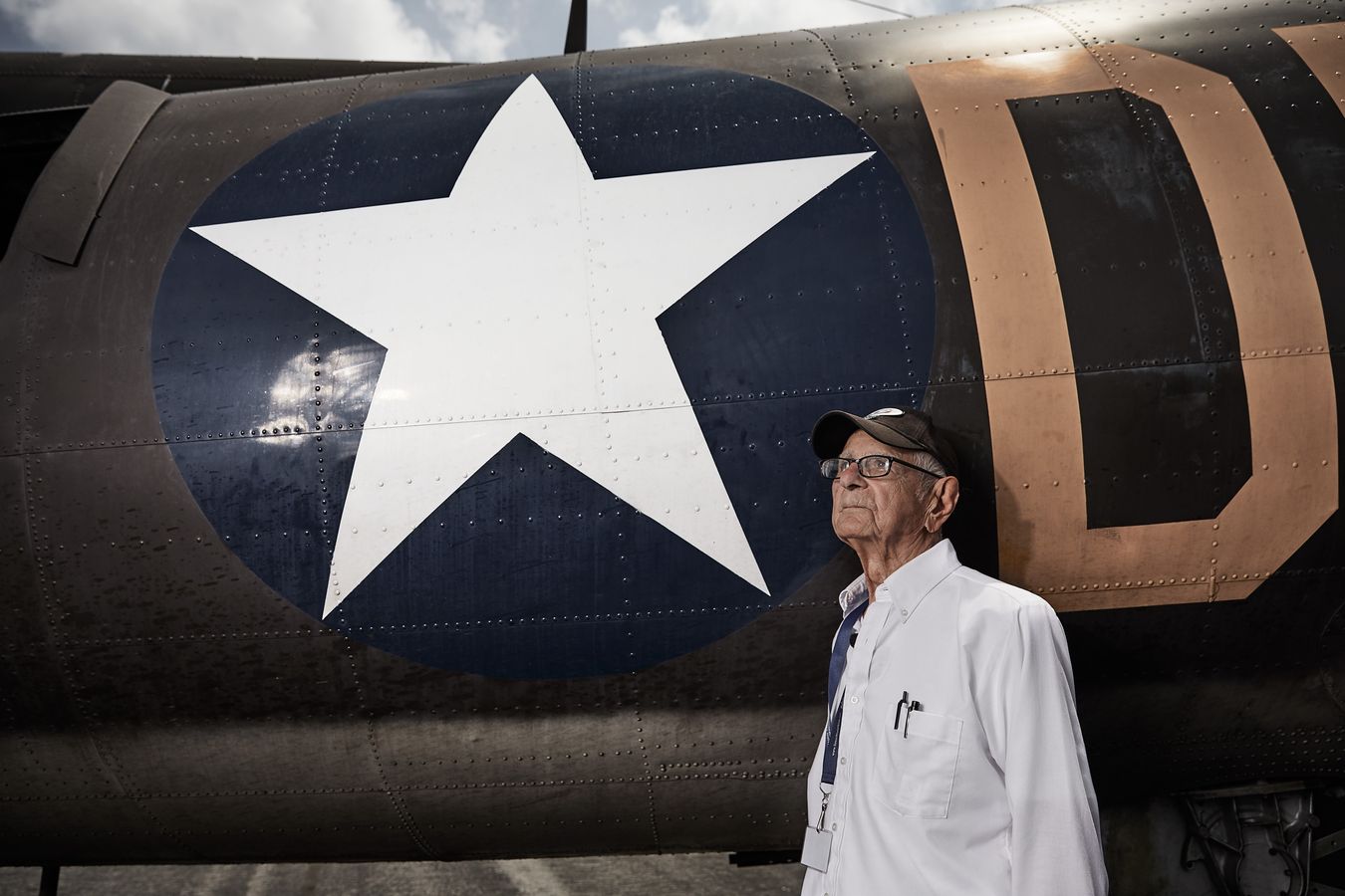 Mr. William Bonelli a WWII B17 Pilot poses with the Memphis Belle LifeStyle Portrait - WWII Days.jpg