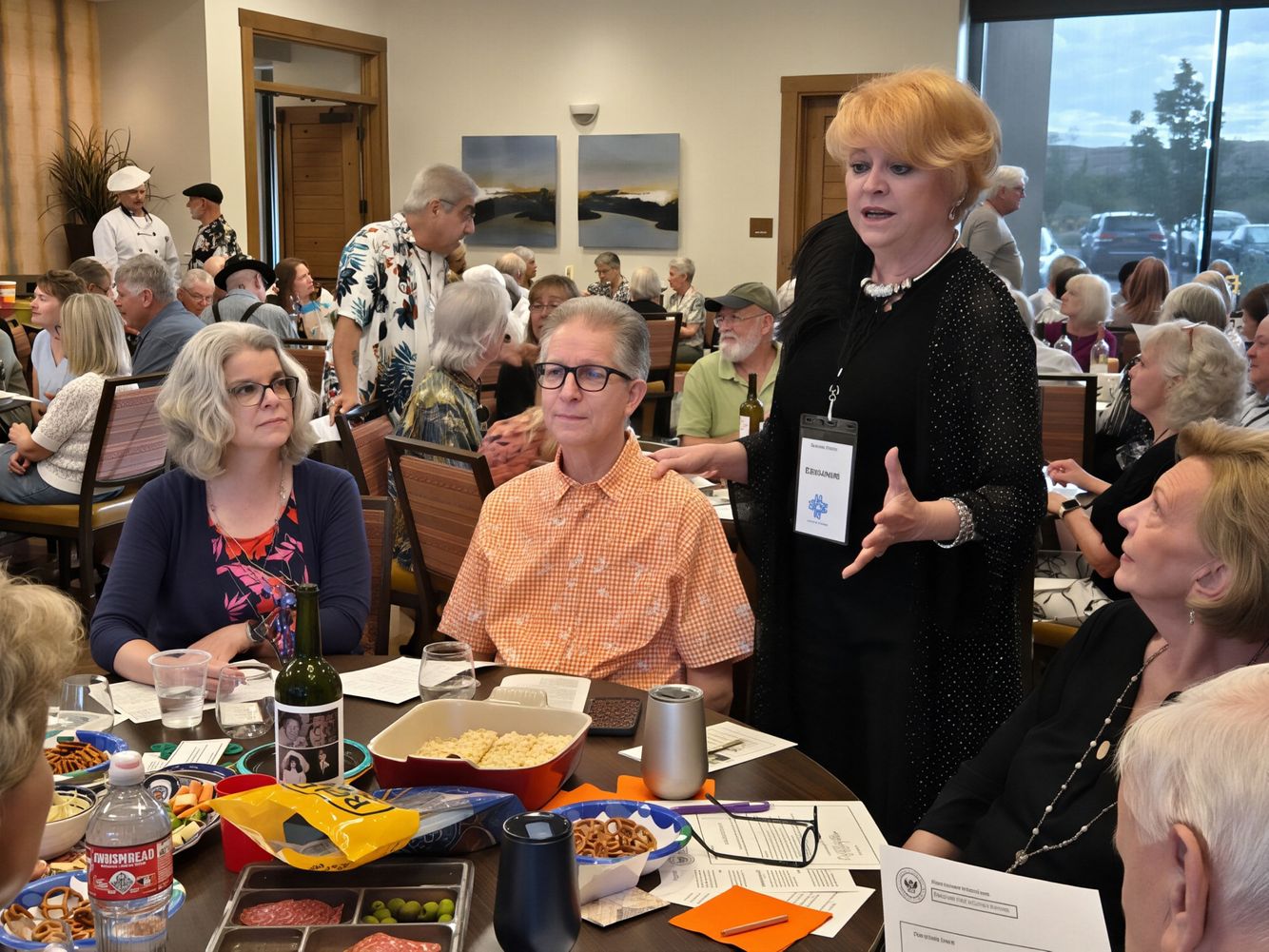 Suspect Shalamar, Ann Hutchison, talking to table slueths The murderess interview.jpg