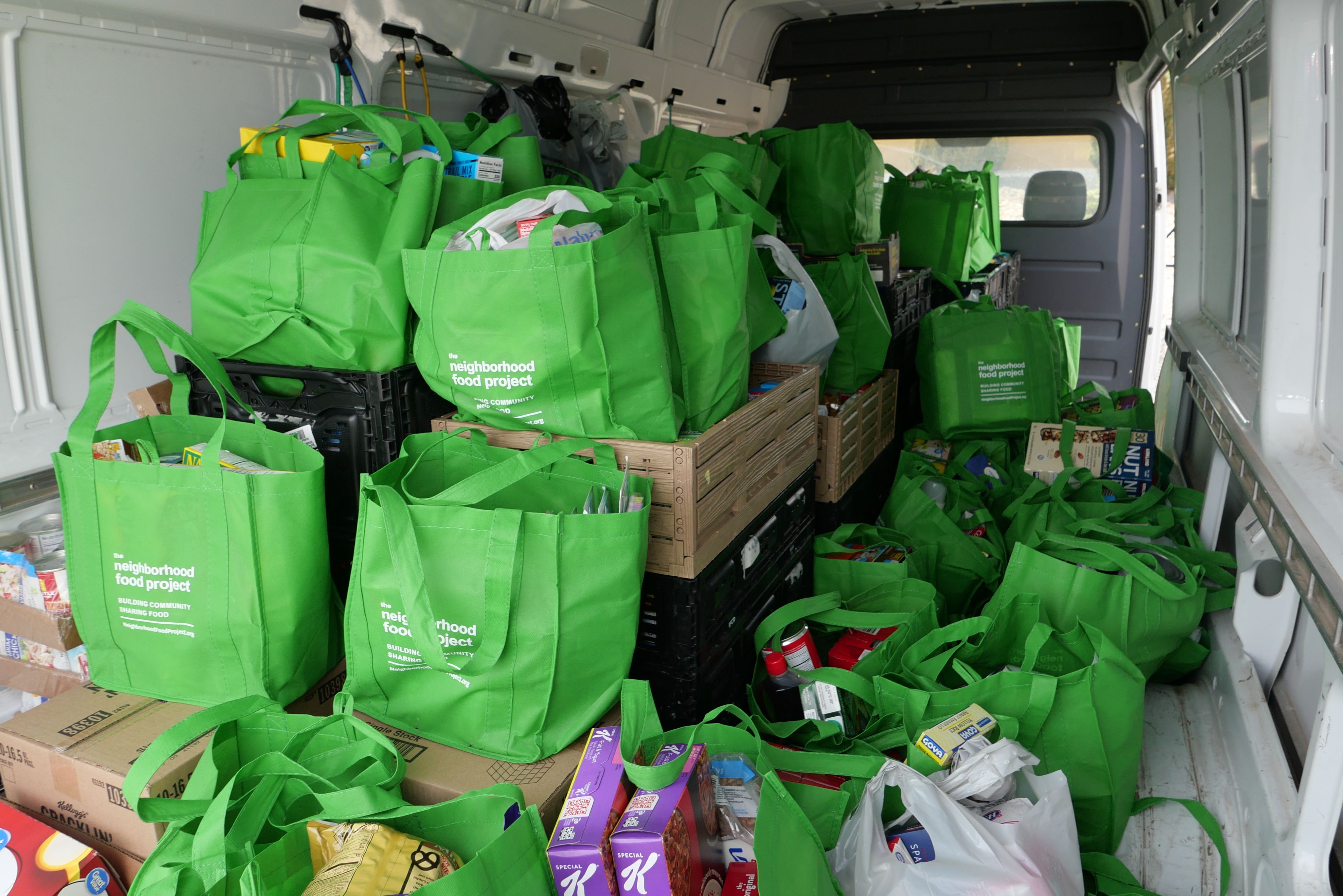 Bags beginning to pile up in the van