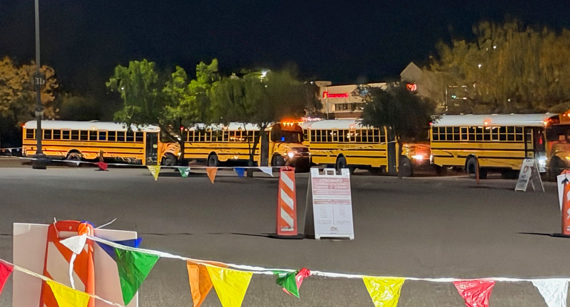 Buses ready to take Balloon attendees to Fiesta 2026. Buses ready to take Balloon attendees to Fiesta 2026.