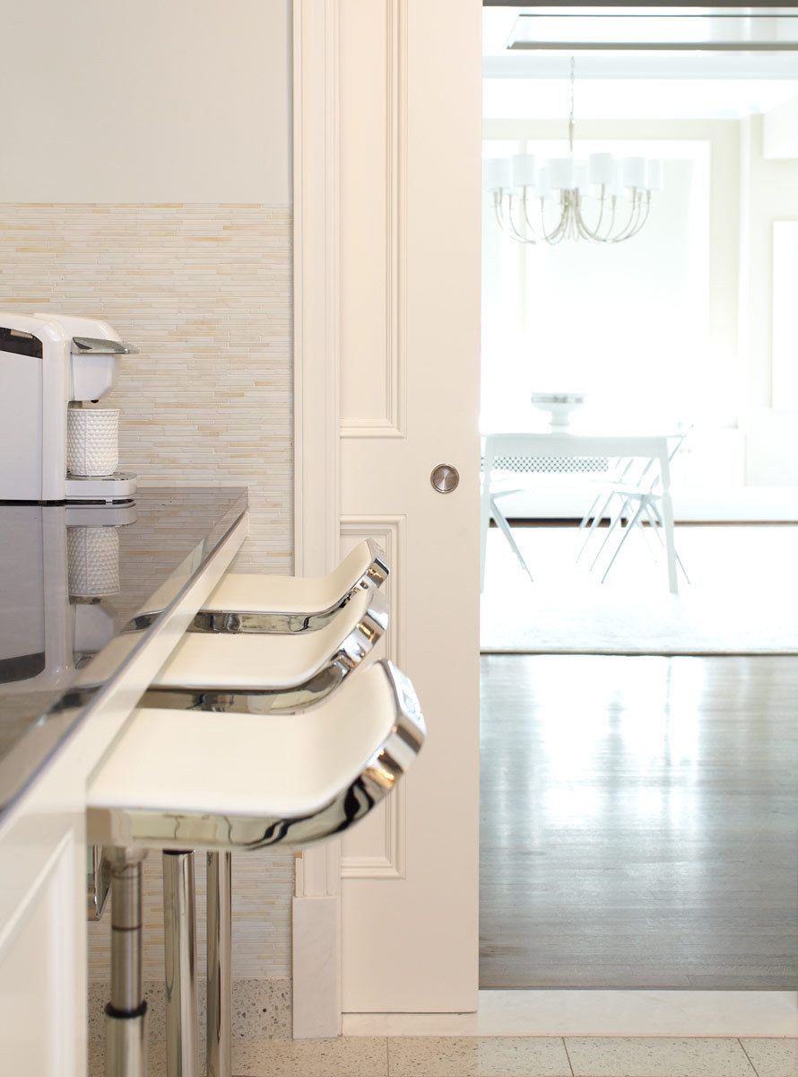 This soup-to-nuts renovation yielded a gracious four bedroom, four bathroom family apartment with new hardwood flooring, central air conditioning, and a full compendium of cabinetry. Details include a limestone living room mantel, marble entry and bathroom floors, and two-panel doors with brass Nanz hardware.This project was completed in 2013. West 84th Street