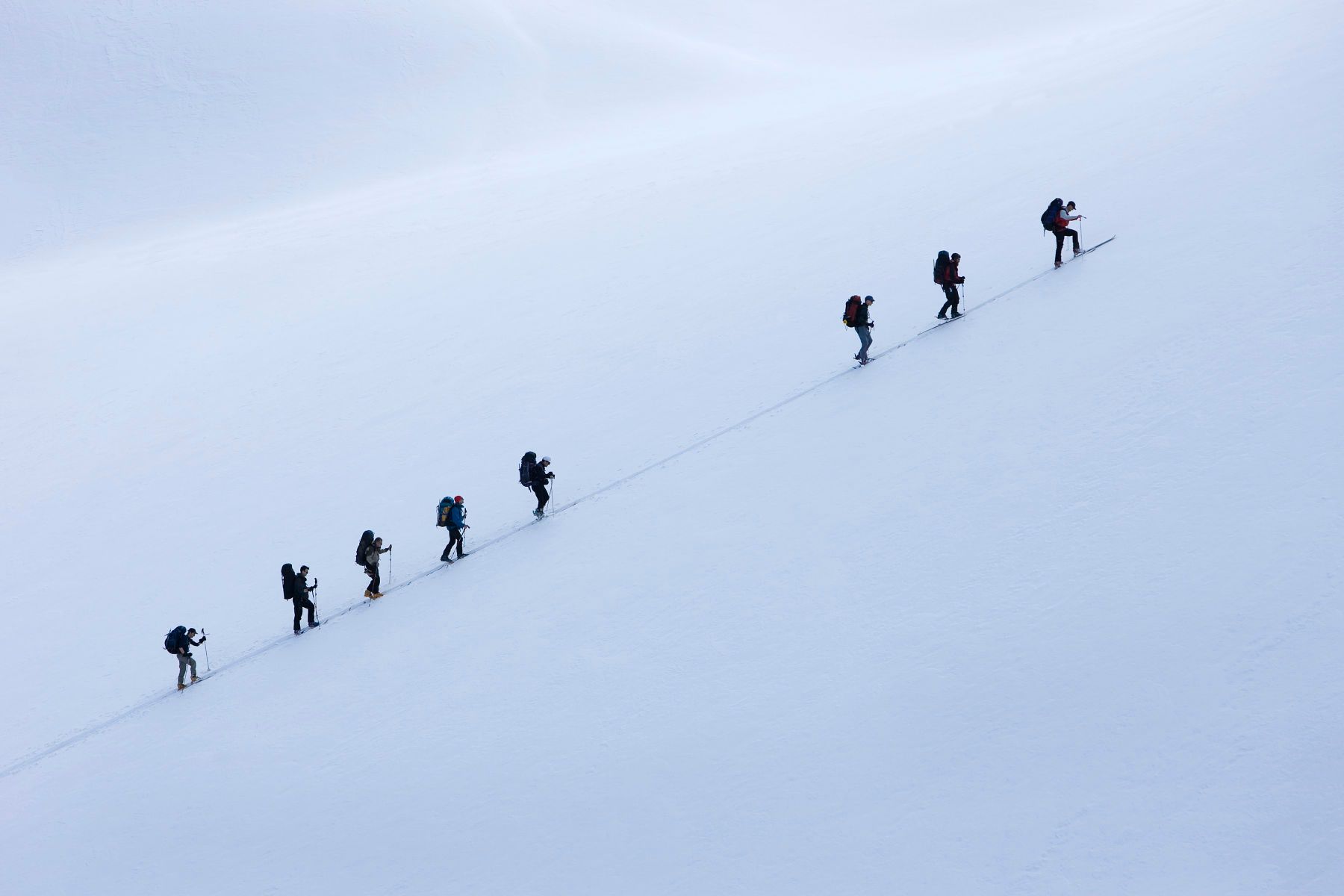 Group ski touring Spearhead Traverse Blackcomb Mt. Whistler BC
