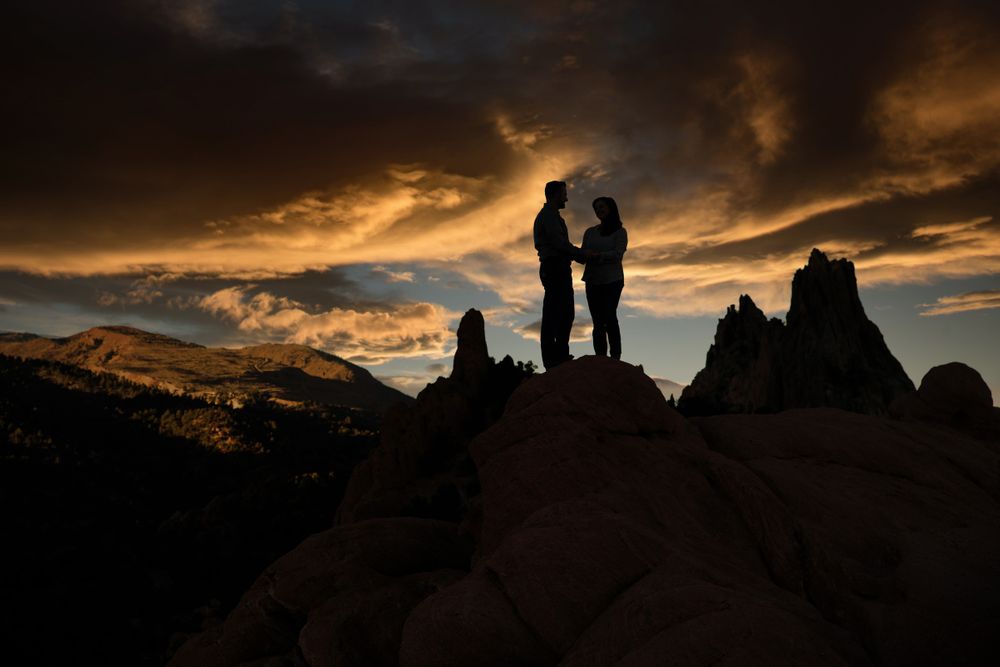 Silhouette sunset portrait Garden of the Gods