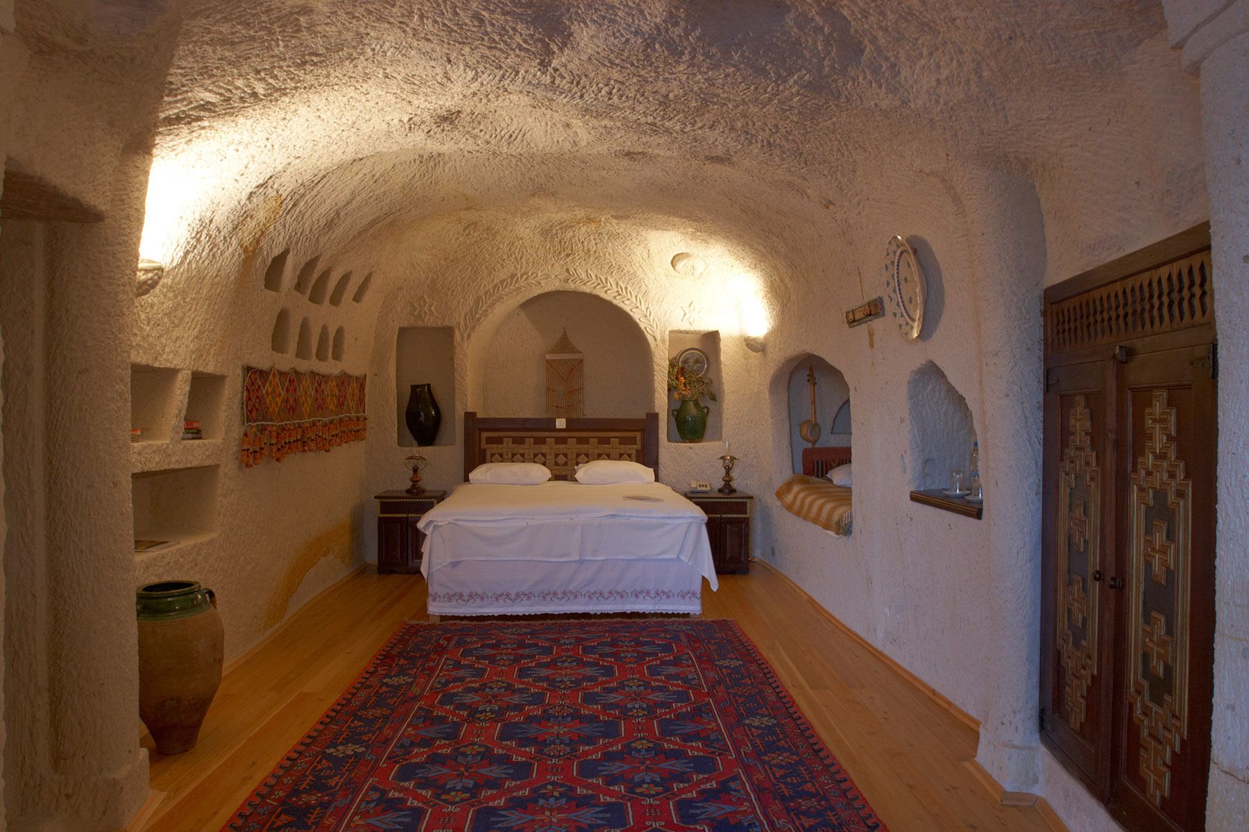 Cave hotel room in Cappadocia, Turkey