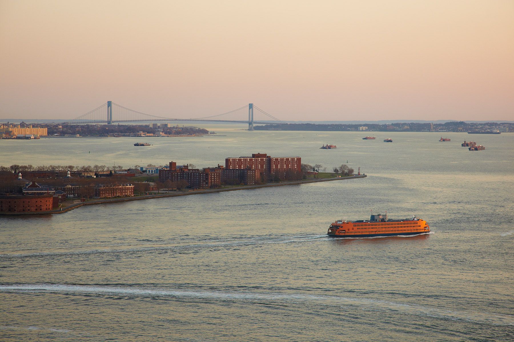 View of Governors Island and the Verrazano Bridge
