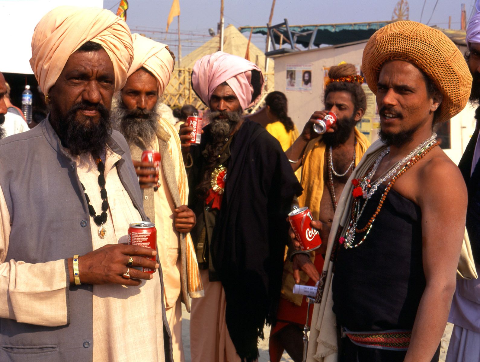 Enjoying a frosty beverage at the Kumbh Mela, Allahabad