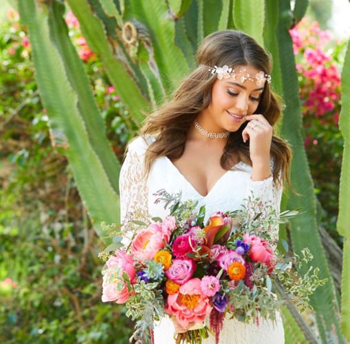 Bride with Flowers by Cactus - CampBride