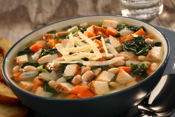Dinner Food Photography-Chicken Kale and Bean Soup