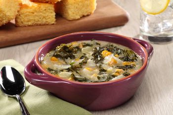 Lunch Food Photography-Kale and Corn Chowder
