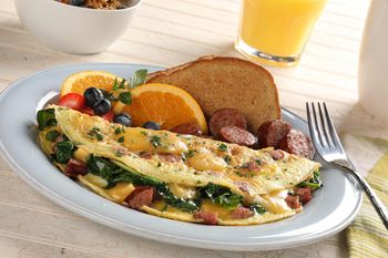 Breakfast Food Photography-Smoked Sausage Omelet 