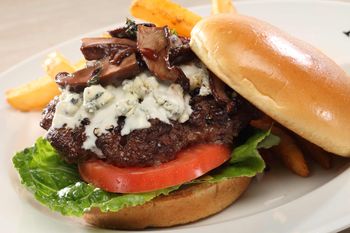 Lunch Food Photography-Blue Cheese Mushroom Burger