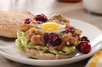 Breakfast Food Photography-English Muffin with Quail Egg