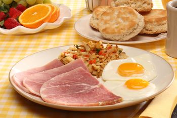 Breakfast Food Photography-Country Ham and Eggs