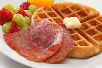 Breakfast Food Photography-Country Ham and Waffle 