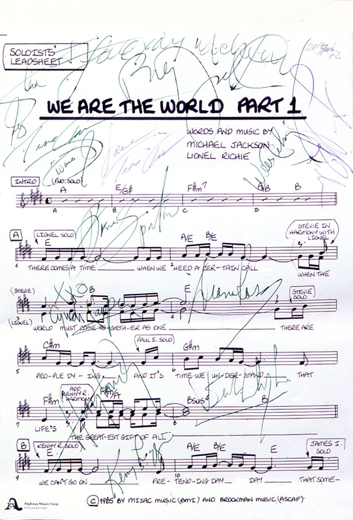 Sheet Music Signed by Stars