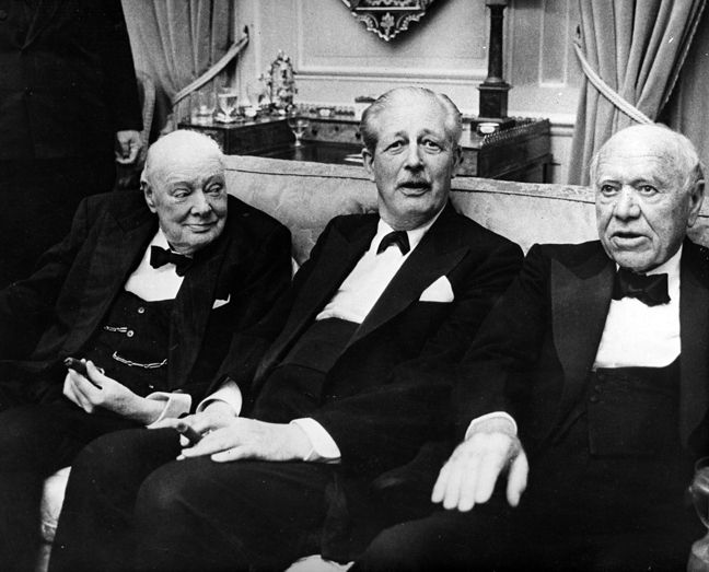 Sir Winston Churchill, Prime Minister Harold McMillan, Lord Beaverbrook, London 1961