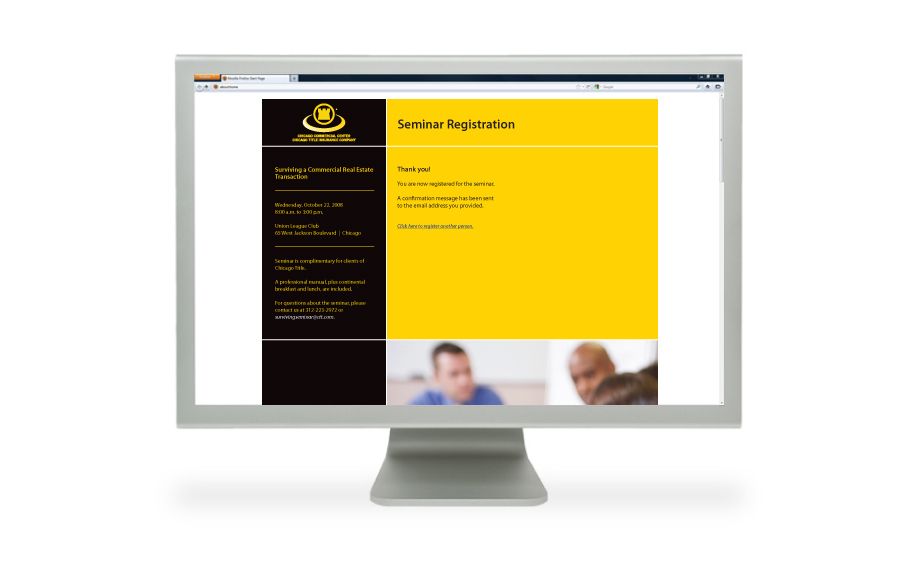 Registration website for a seminar