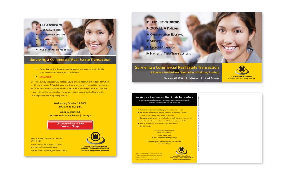 HTML email and print postcard promoting a seminar