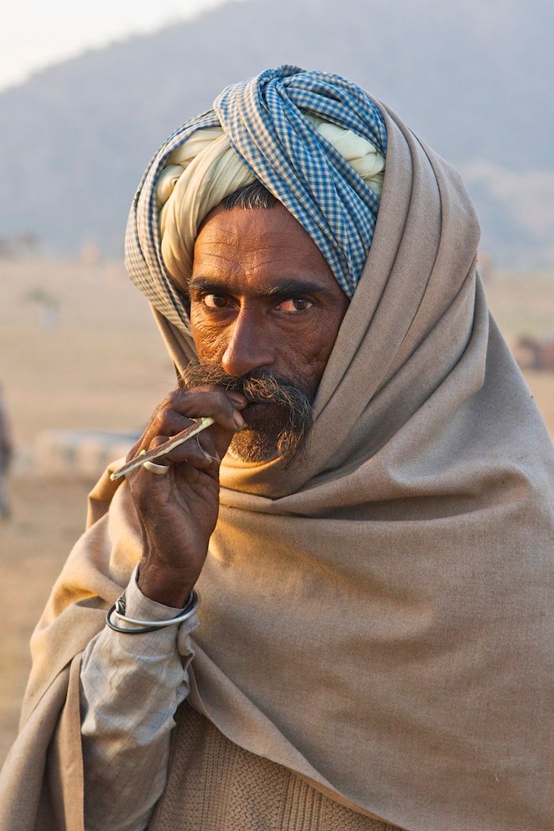 Camel herder at dawn, Pushkar