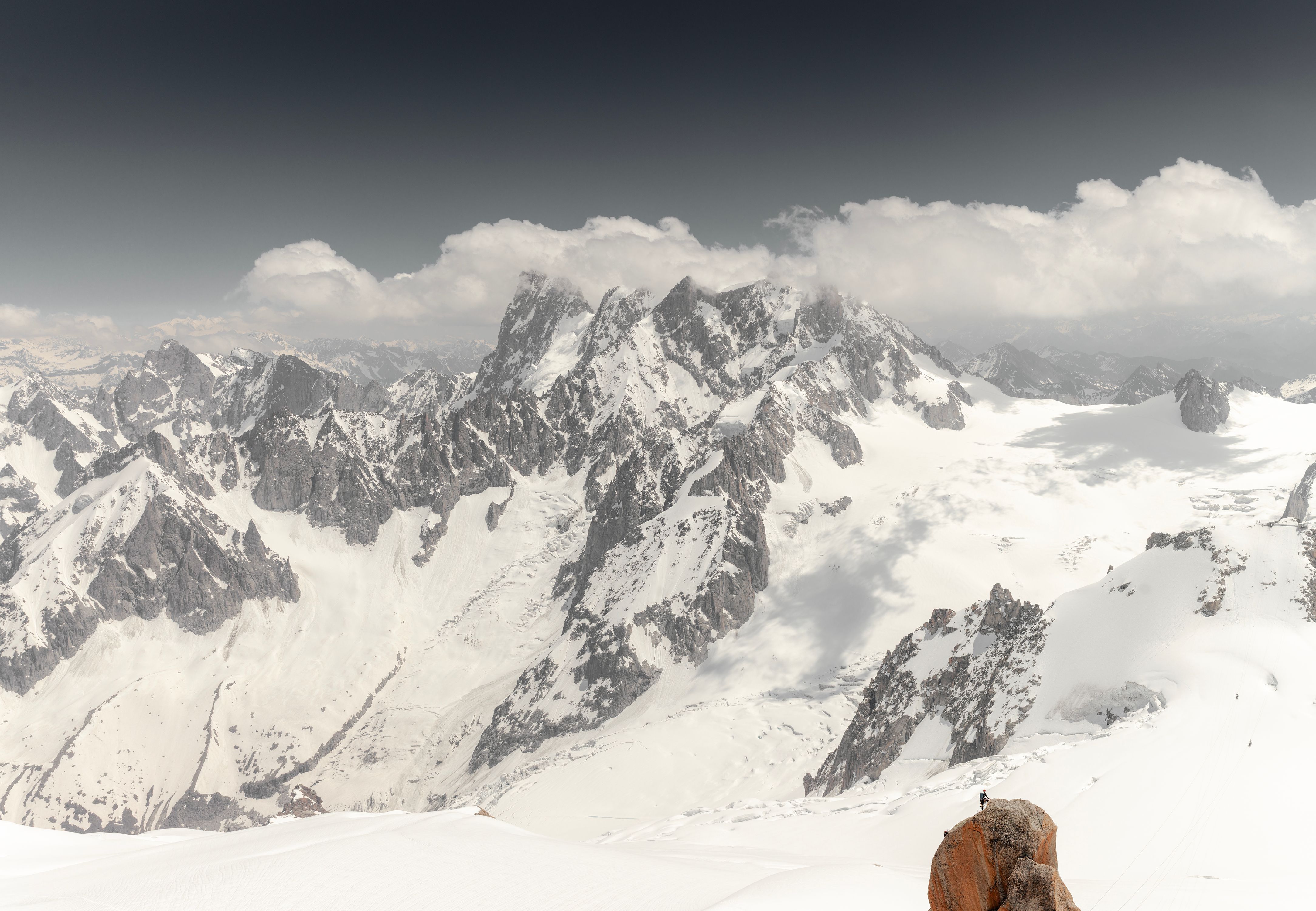 Alpine Chamonix- Glacier fields and views for miles off the Aguille