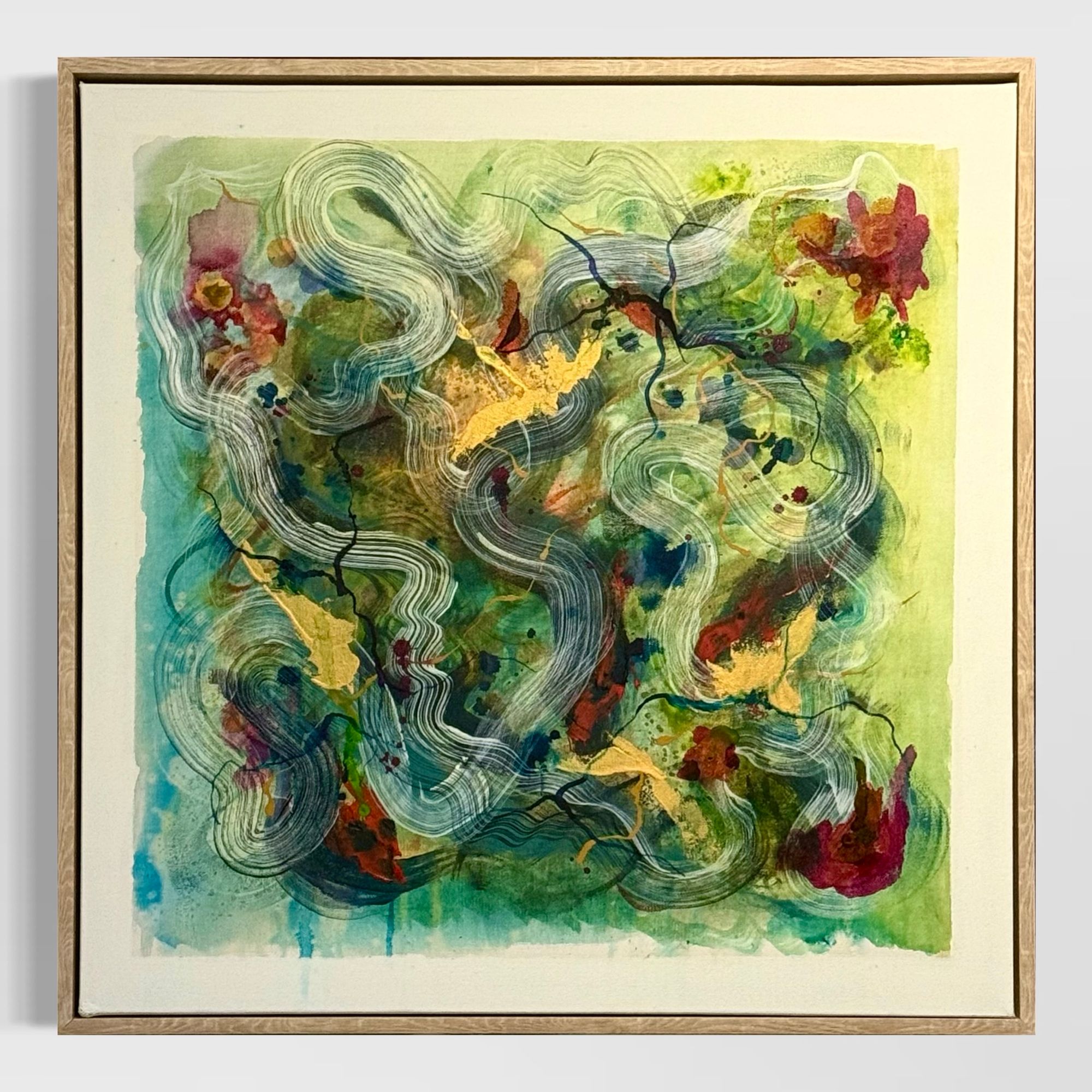 Mixed Media on Canvas, 2025 24x24 An Der Schonen Blauen Donau, Waltz Op 314 (Johann Strauss)