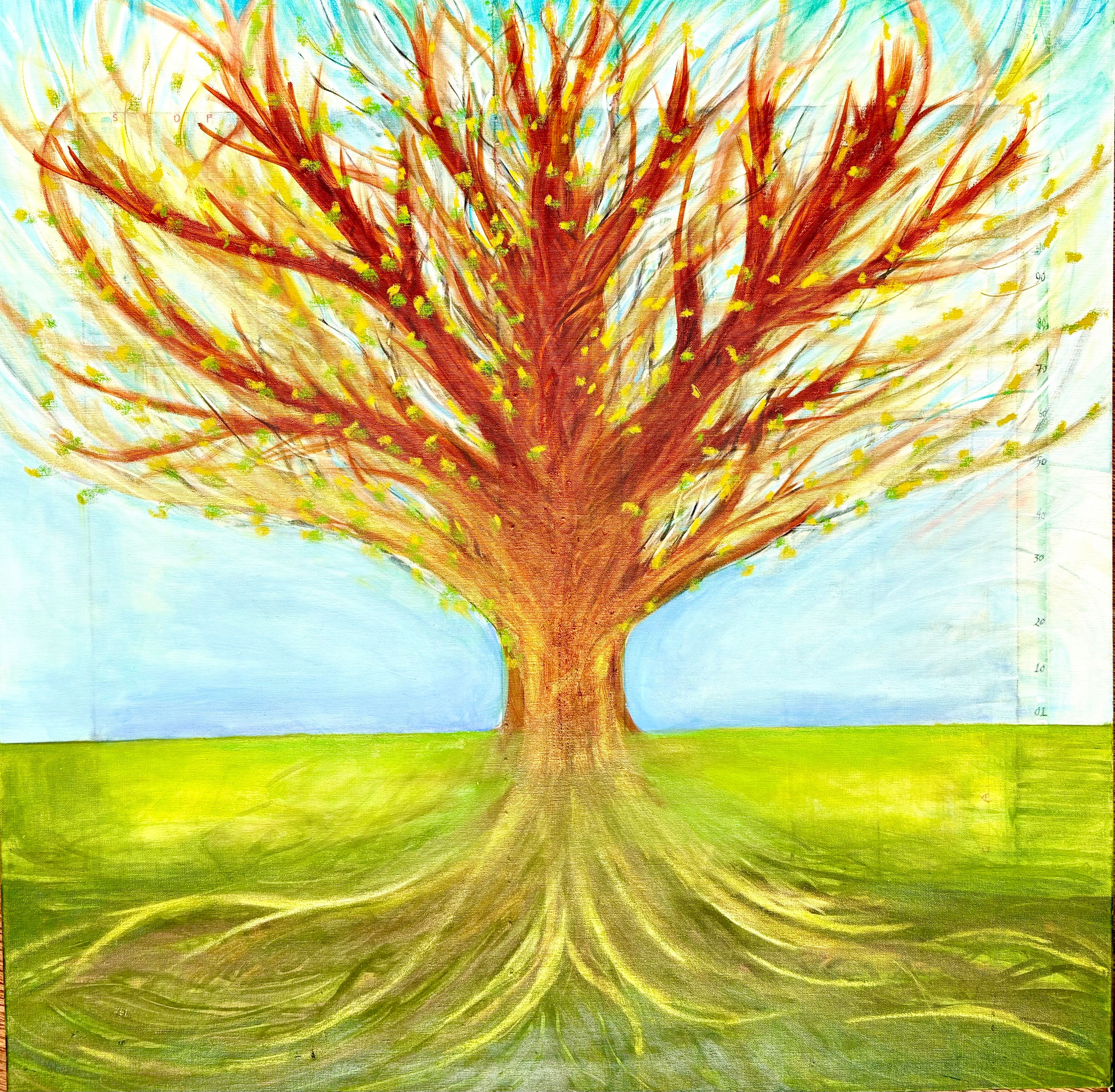 30"x30" oil Tree of lives