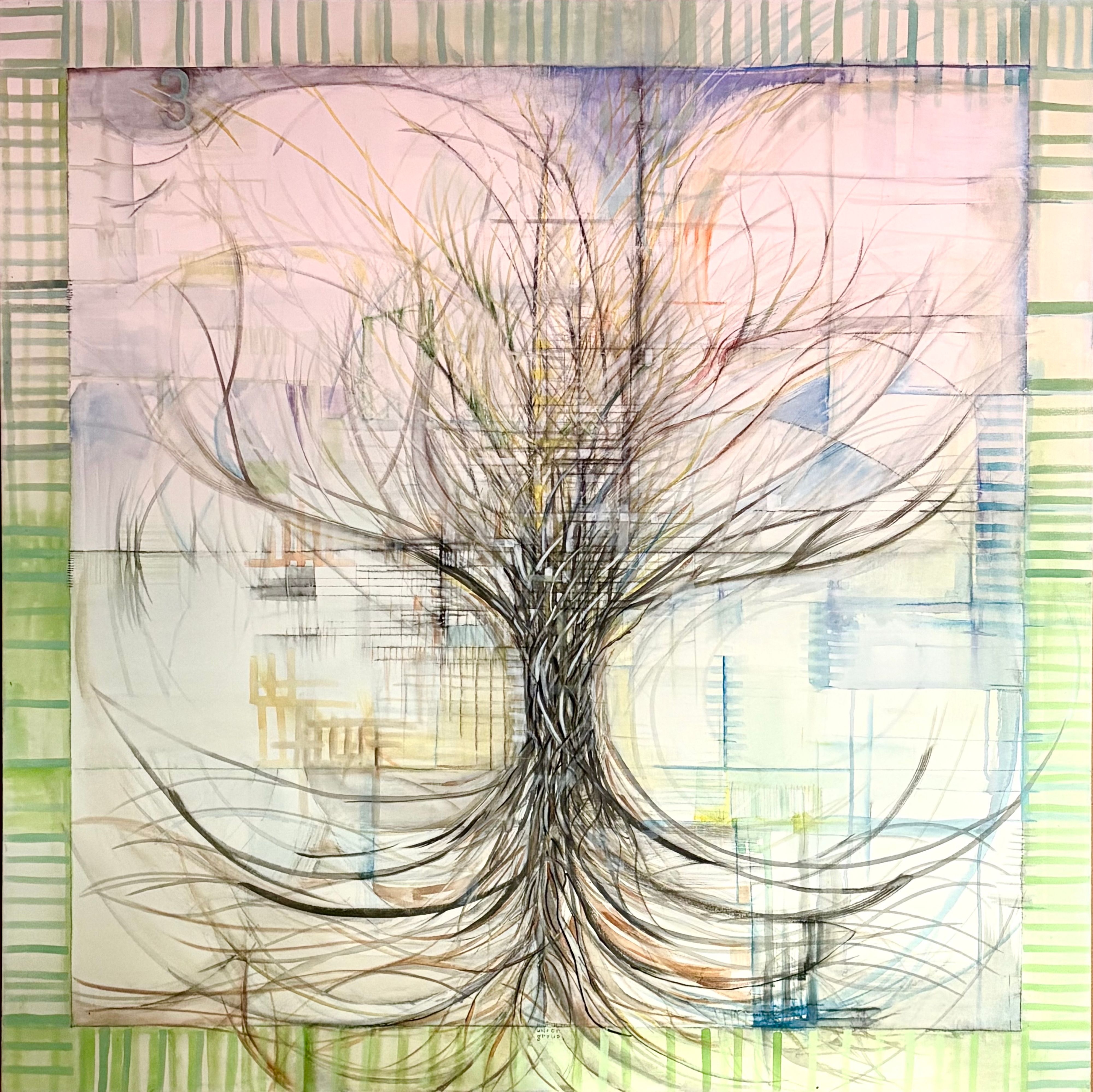 48"x48" graphite, watercolor Famile tree