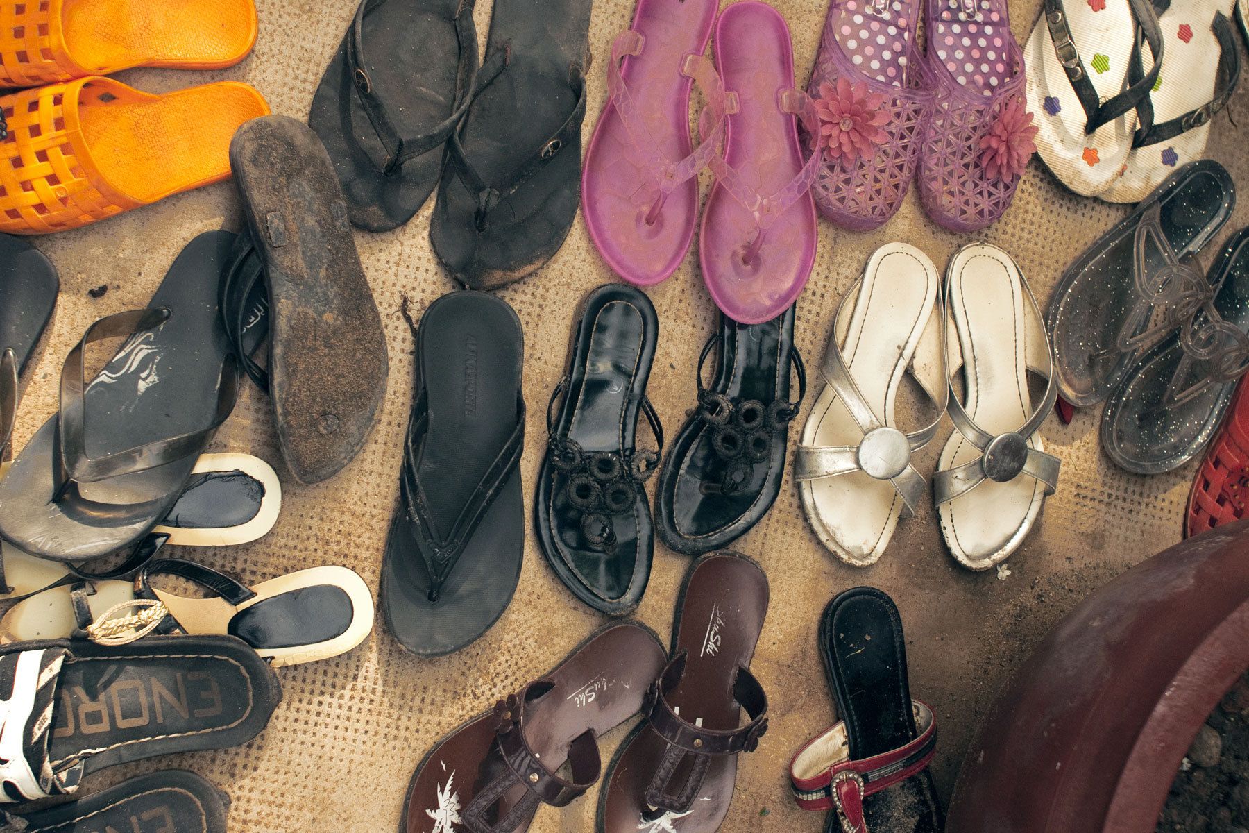Shoes outside a school