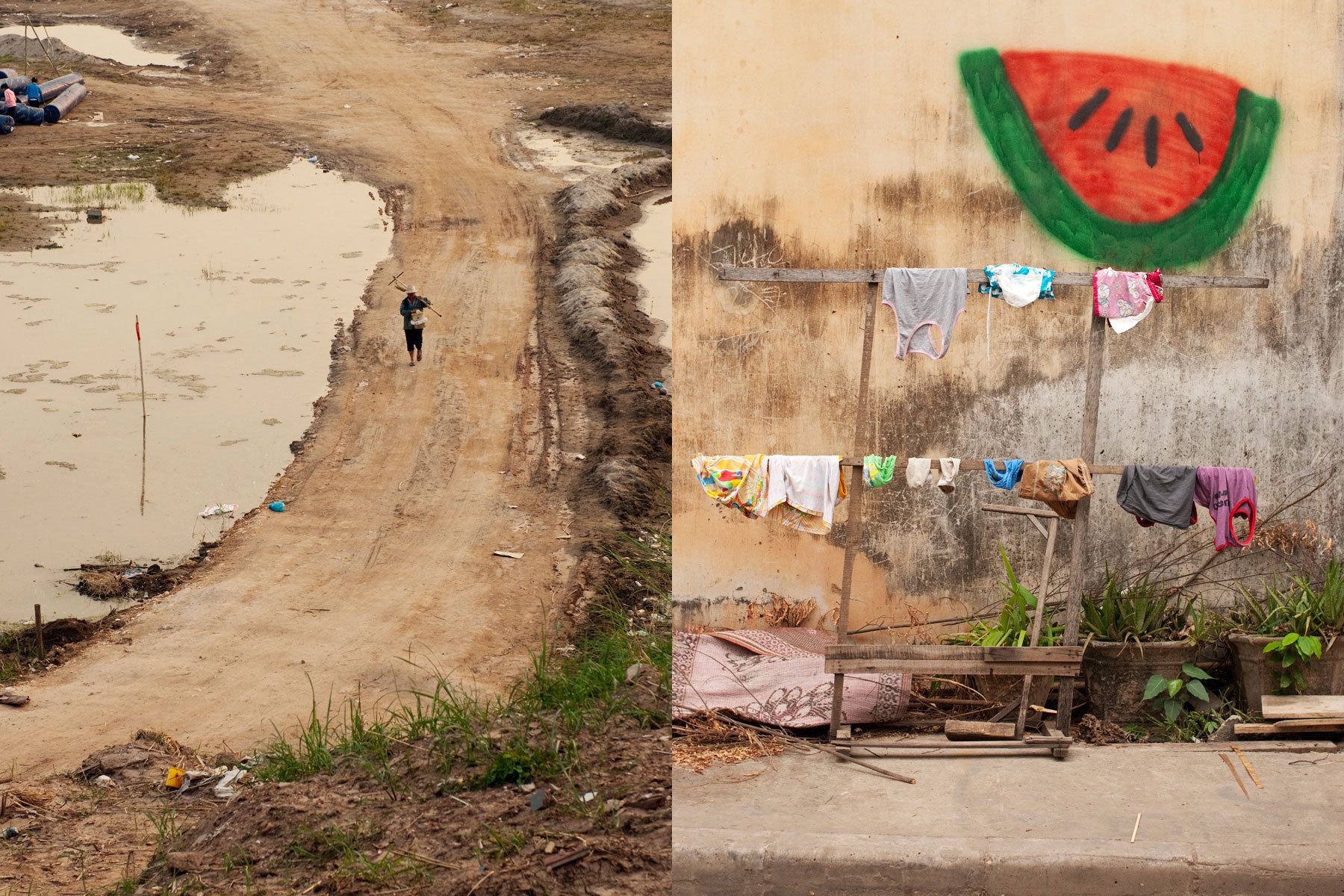 Fishing on the Mekong     |     Street corner in Vientiane