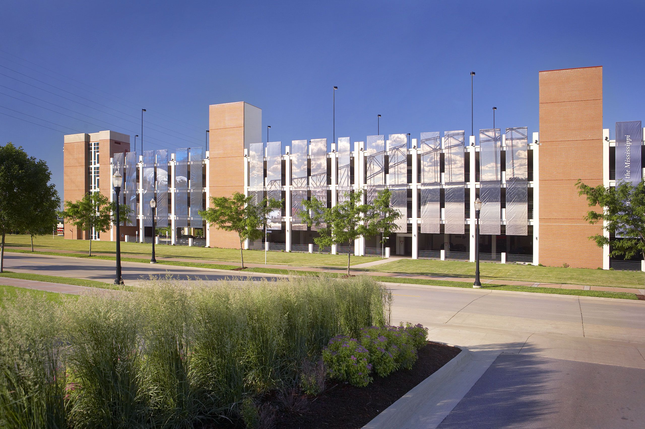 Exterior architectural photograph parking garage Dubuque, IA
