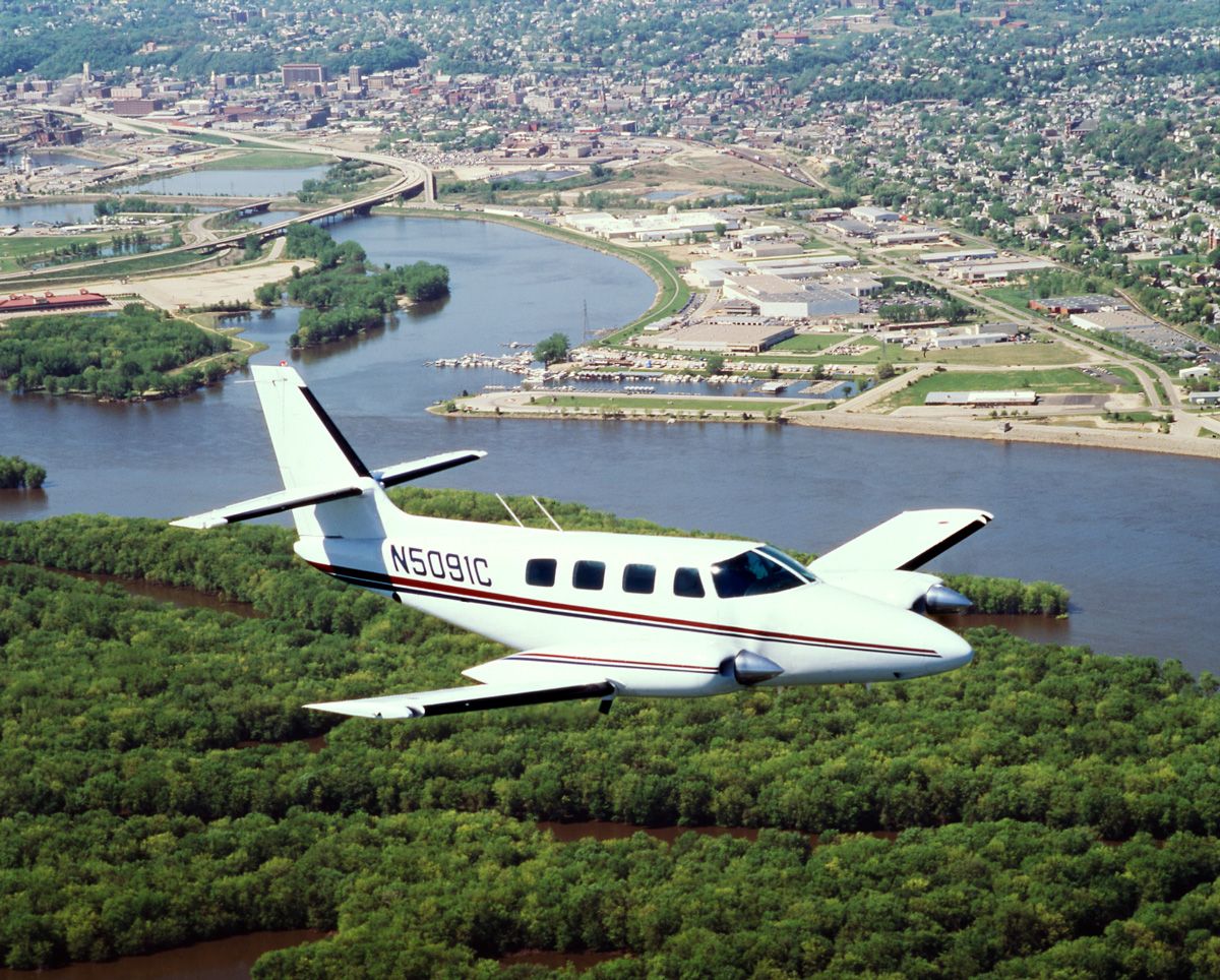 Aerial photograph of airplane in flight