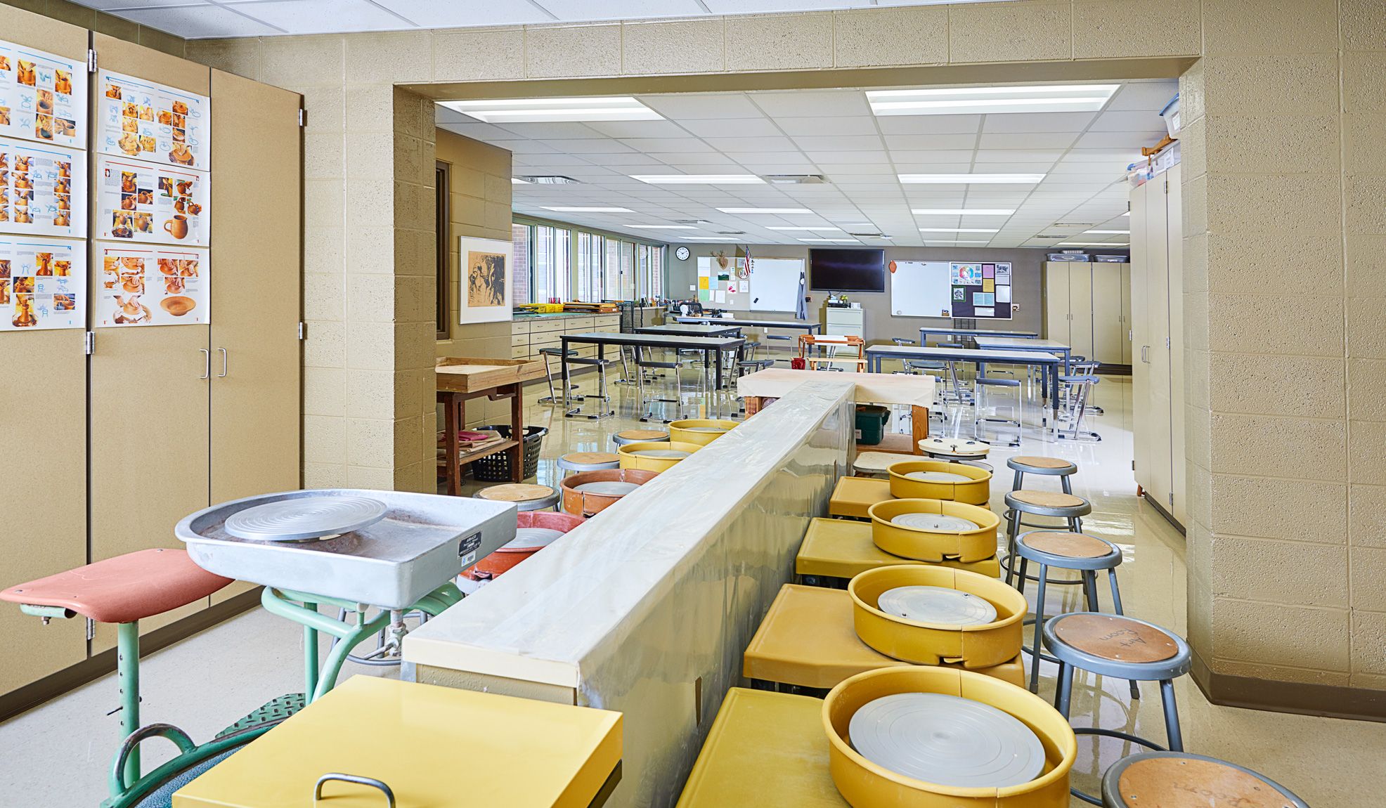 Interior architectural photograph Decorah Community Schools art room