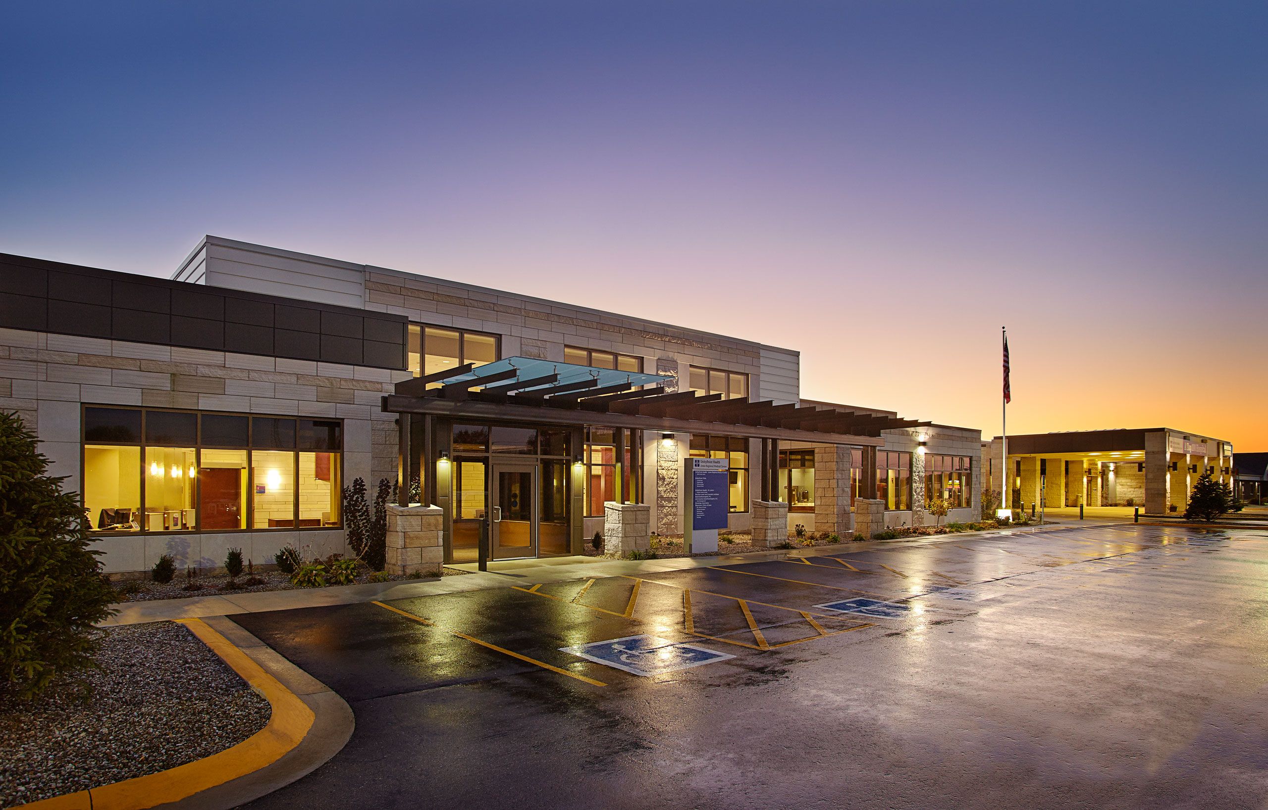 Exterior Dusk Photograph Unity Point, Anamosa IA
