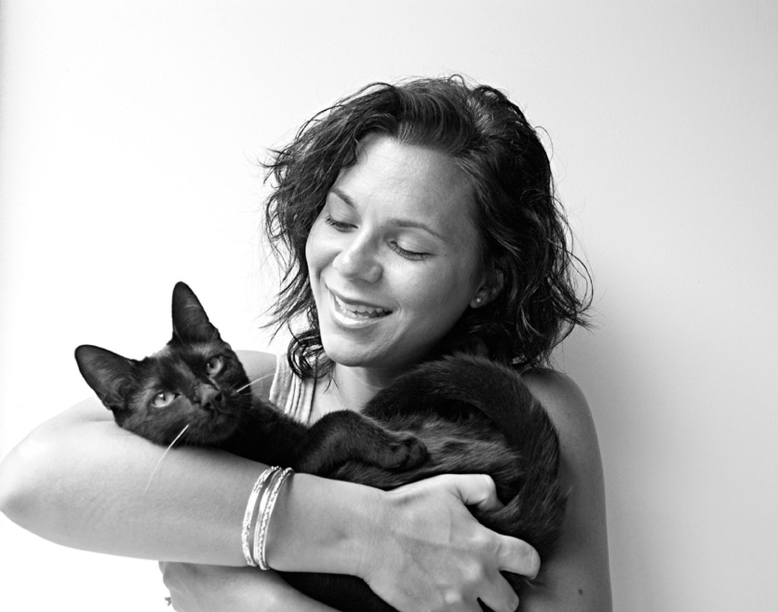 1woman_blackkitten77_bw