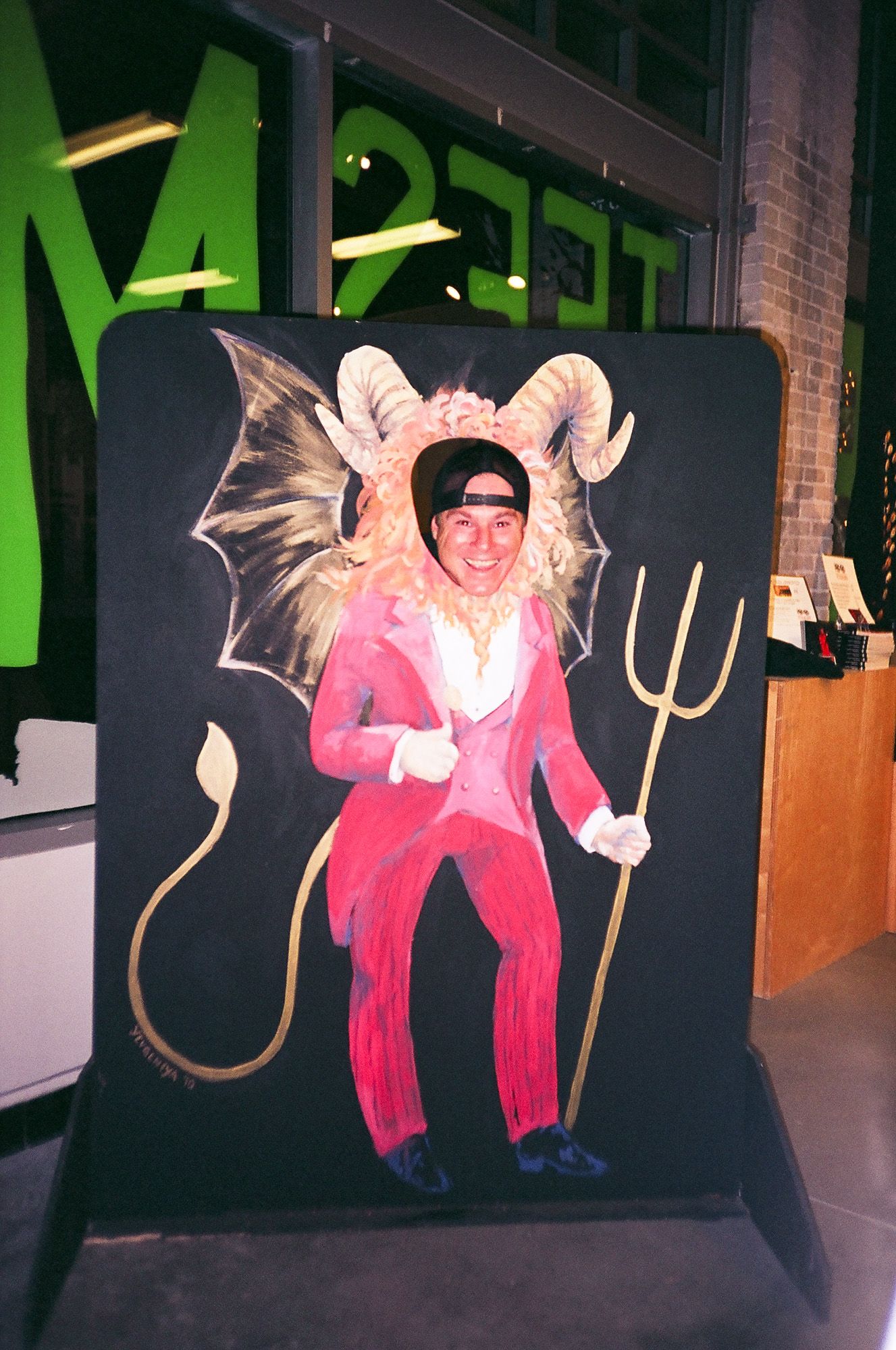 Grosso by beau roulette Jeff Grosso in a devil photo cutout in fullerton CA 2010