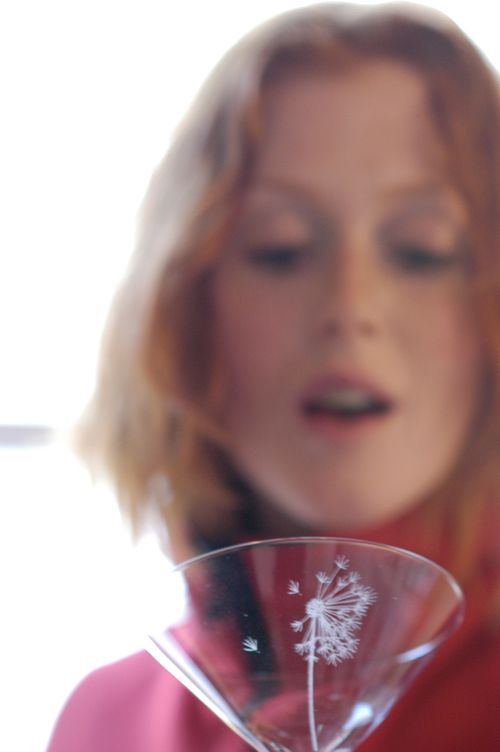 Dandelion design on a martini glass