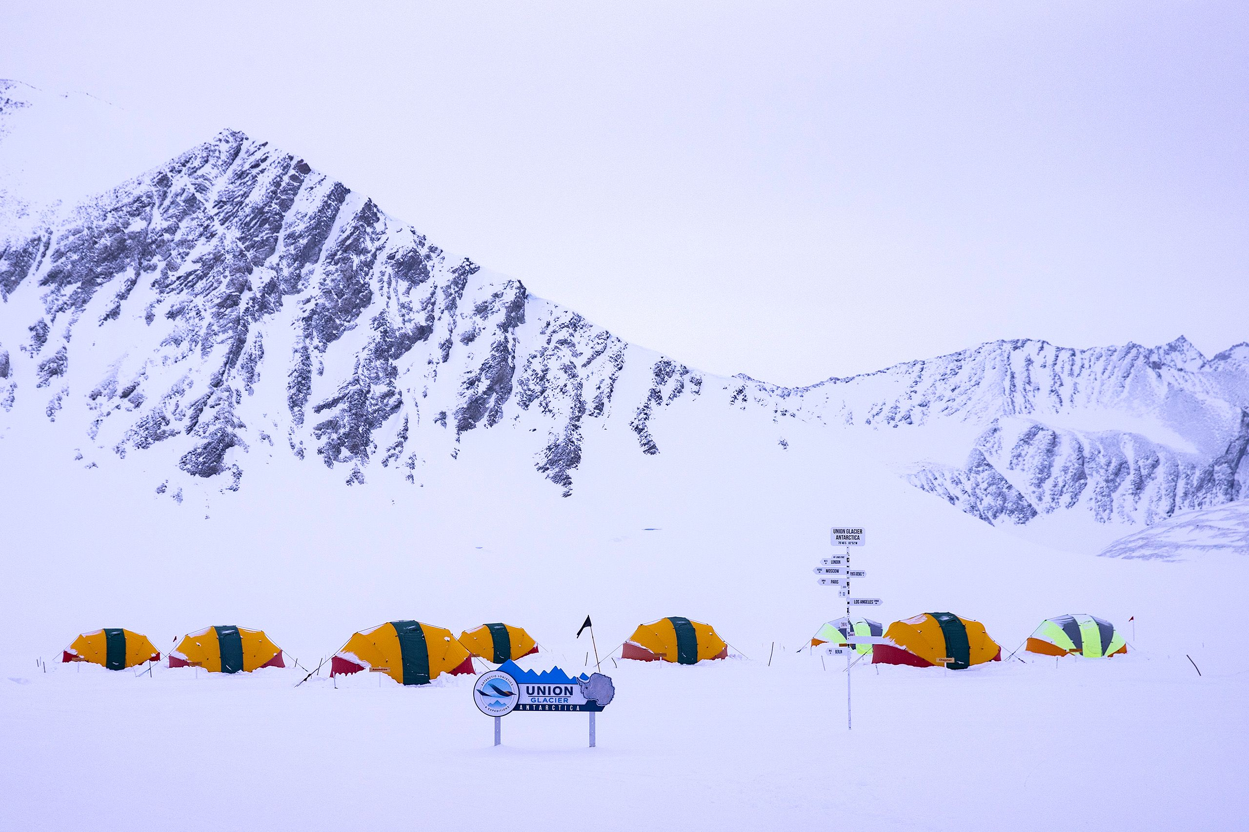UNION GLACIER - Ellsworth Mountains in the background. Antarctica.