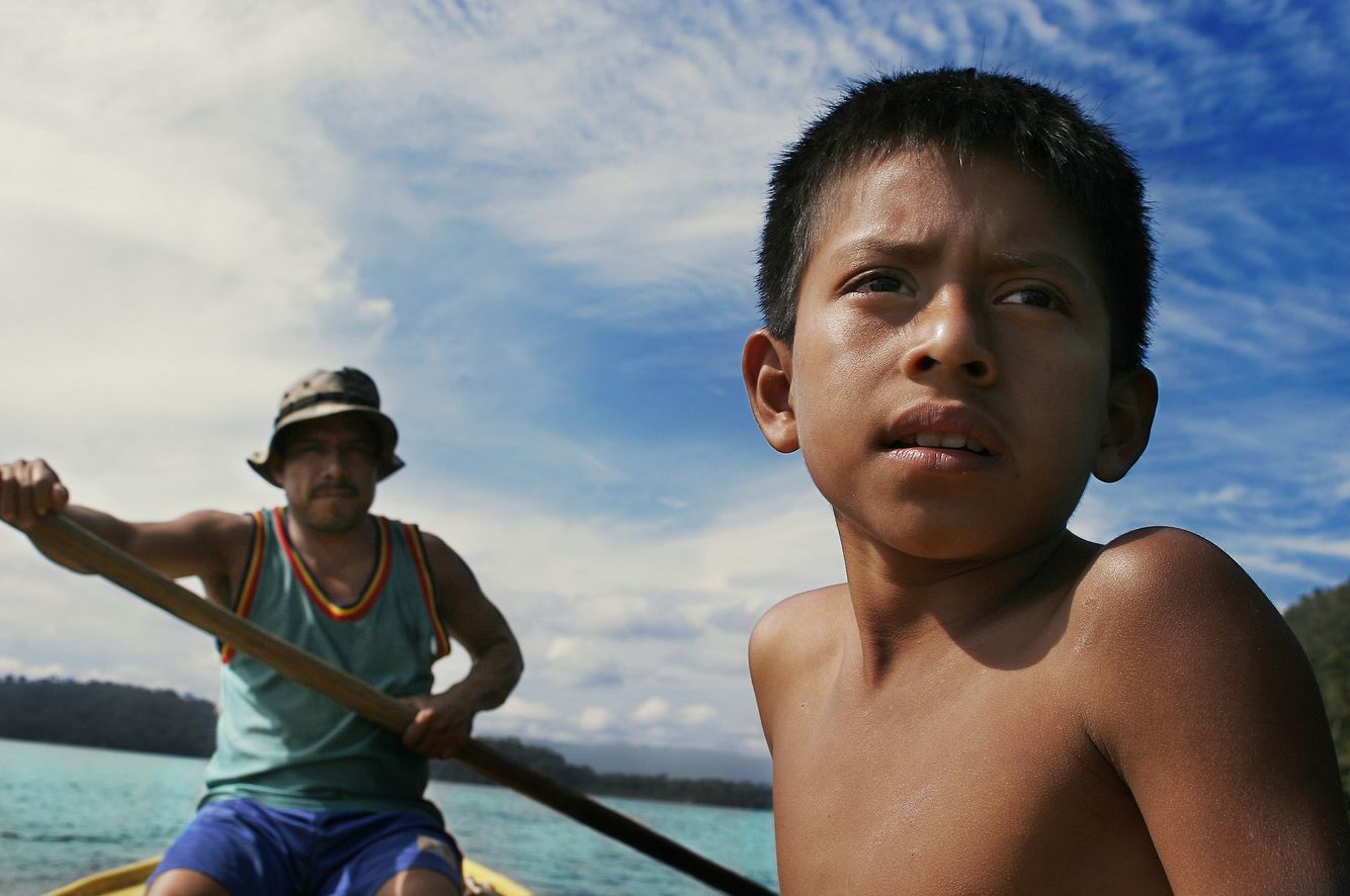 Father and Son in Boat