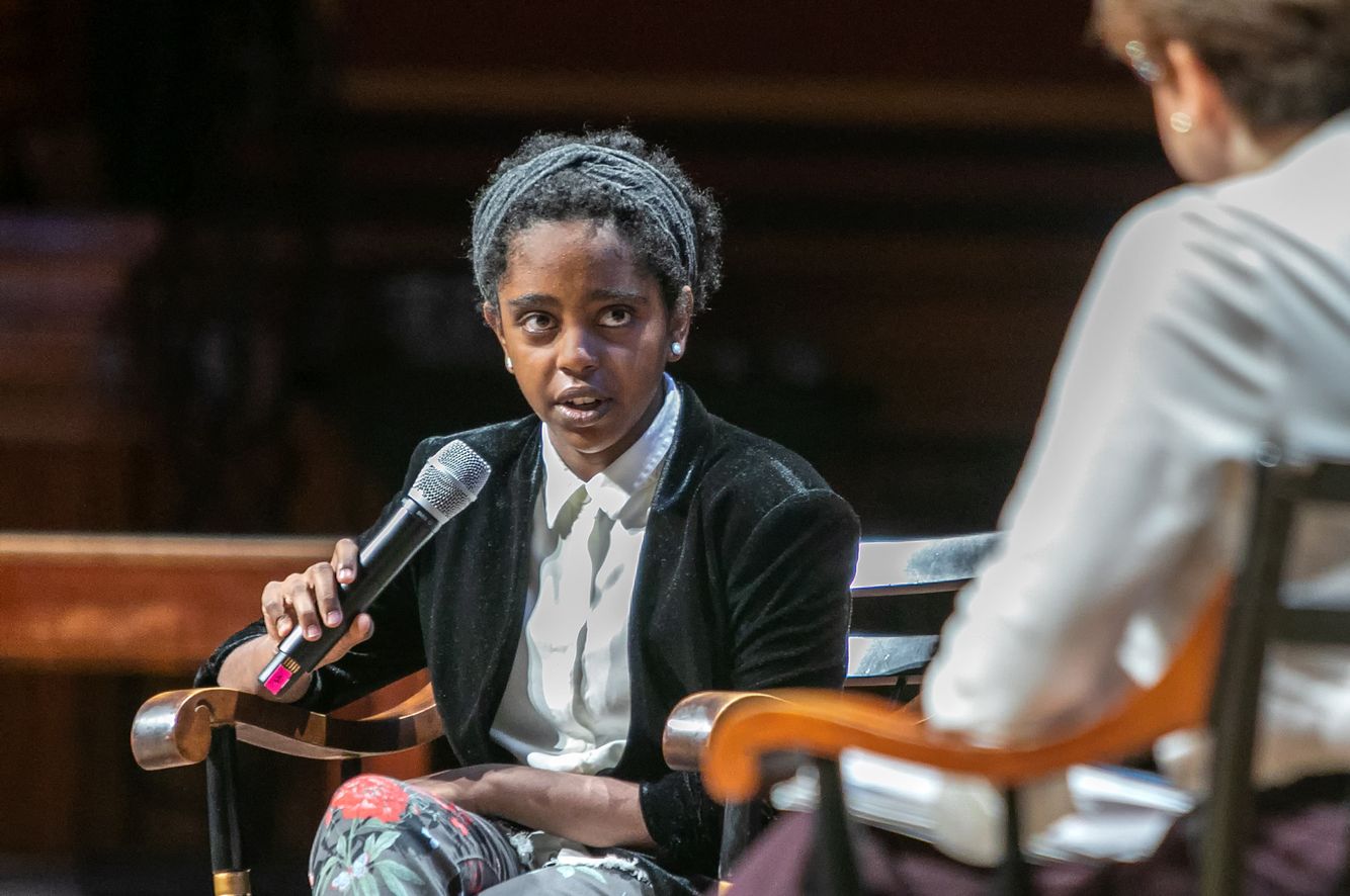 Naomi Wadler speaking at Vision and Justice Creative Conference