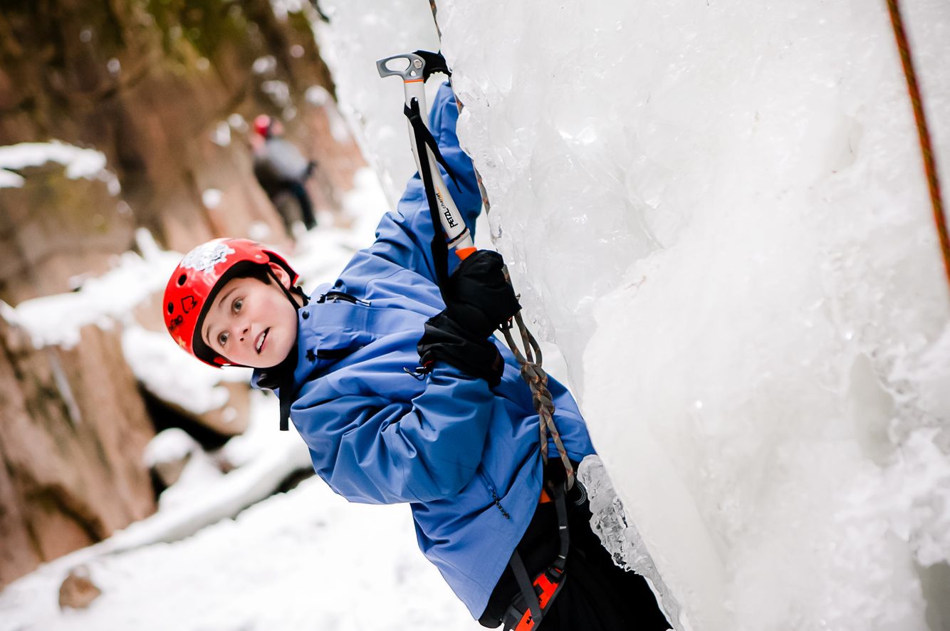 Boy Ice Climbing