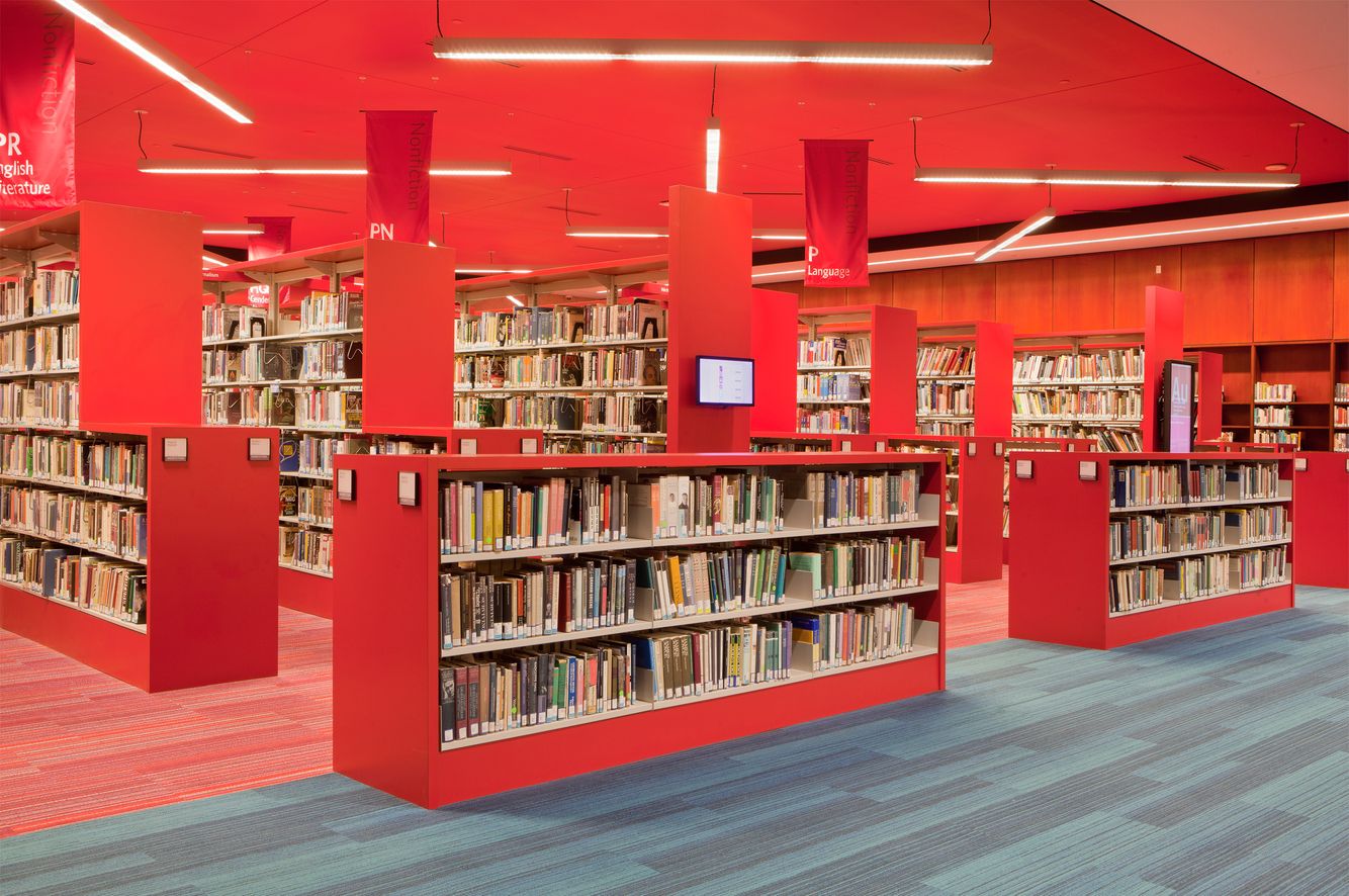 New renovations at Boston Public Library, designed by architect Philip Johnson, with collaboration from the Architects Design Group of Boston. The Johnson Wing of the Boston Public Library.