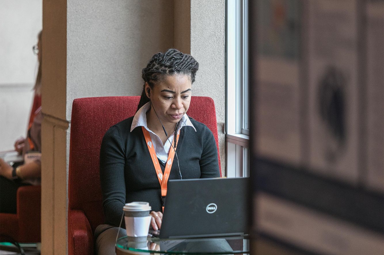 Woman Working on a Laptop