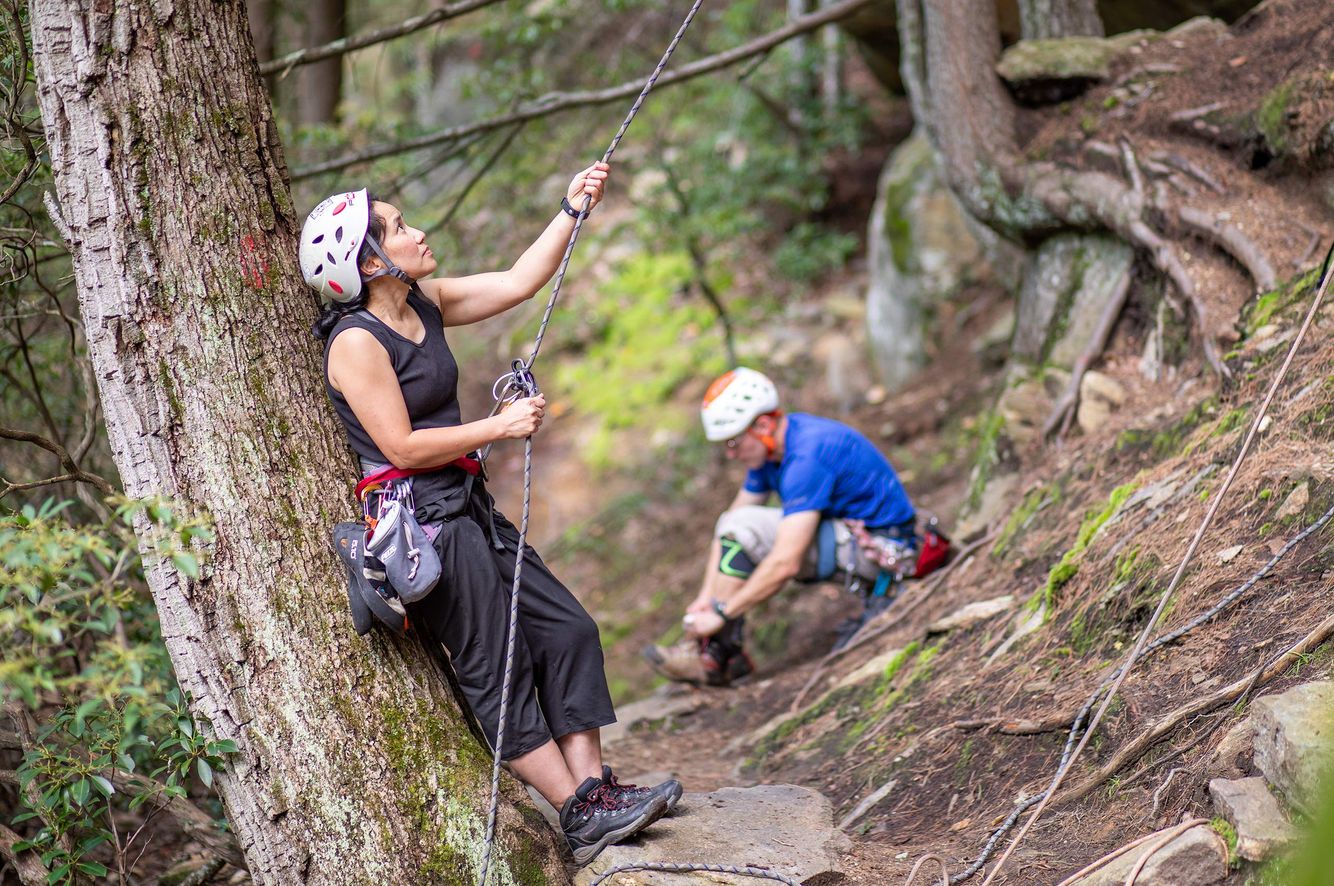 Climbing in Farley Ledges